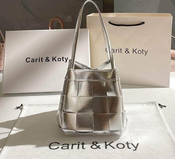 Cassette Metallic Silver Tote Bag