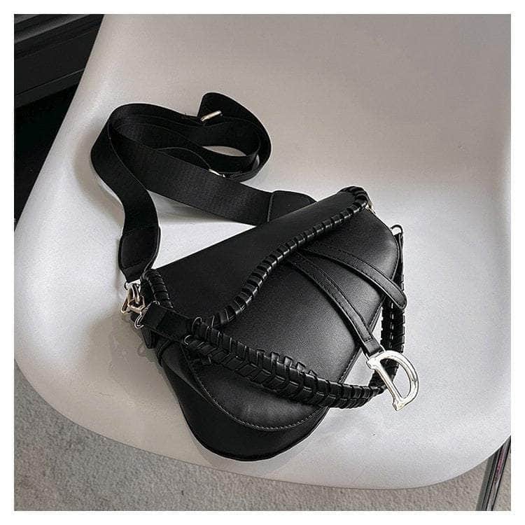 Casual Crossbody Saddle Handbag Black