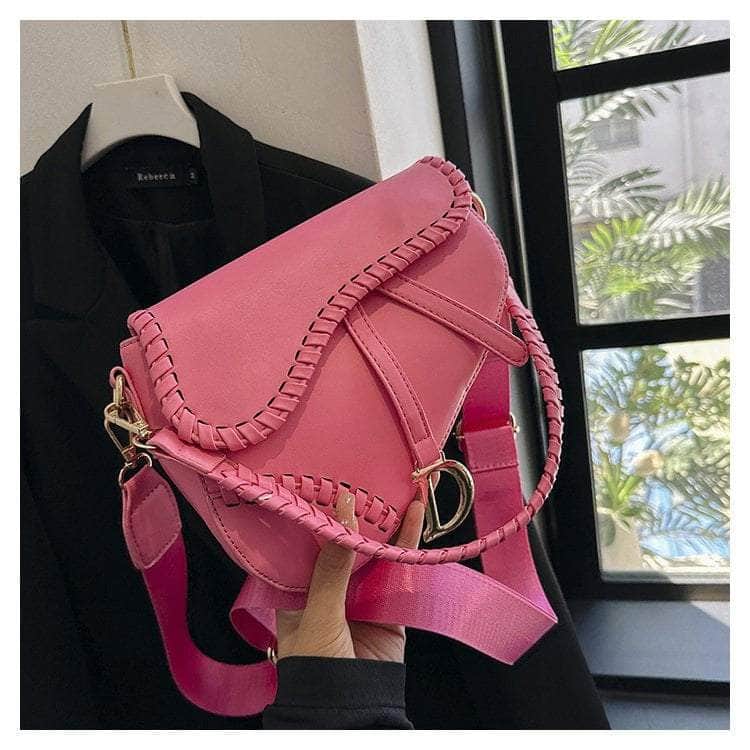 Casual Crossbody Saddle Handbag Pink