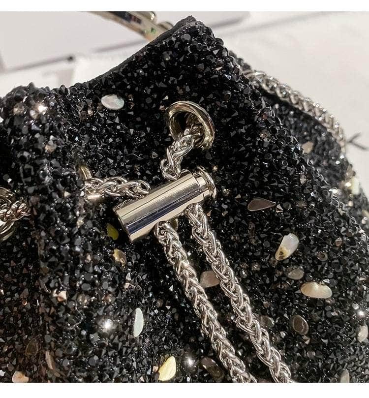 Chain Link Bucket Bag with Shimmering Metal Accents