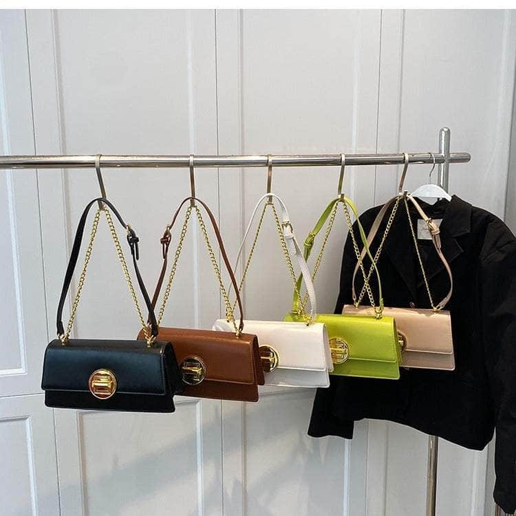 Chain Strap Crossbody Bag with Accordion Flap Design