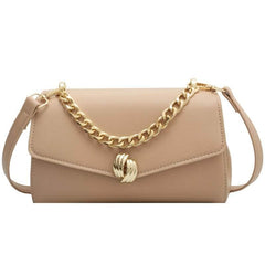 Chain Strap Flap Baguette Bag with Sleek Minimalist Design