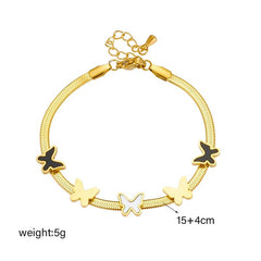 Charm Bracelet for Women: Butterfly, Heart, and Star on Trendy Snake Chain