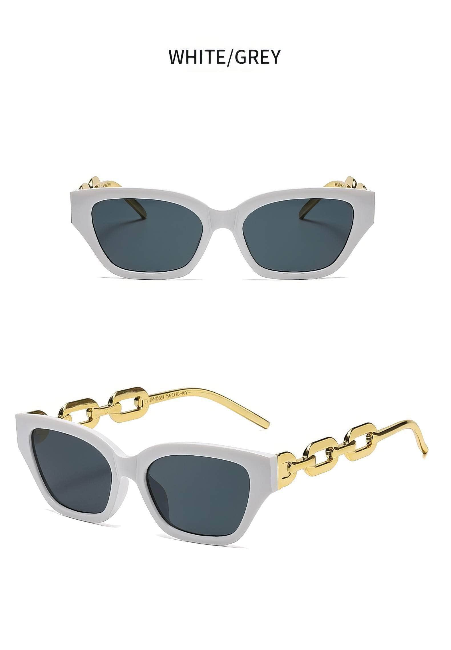 Charm Mirror Lens Chain Detailed Sunglasses