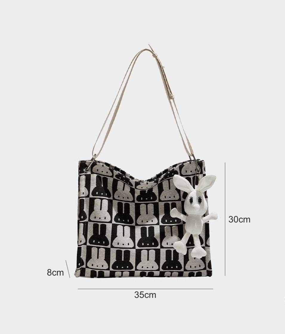 Charming Rabbit Print Tote Handbag