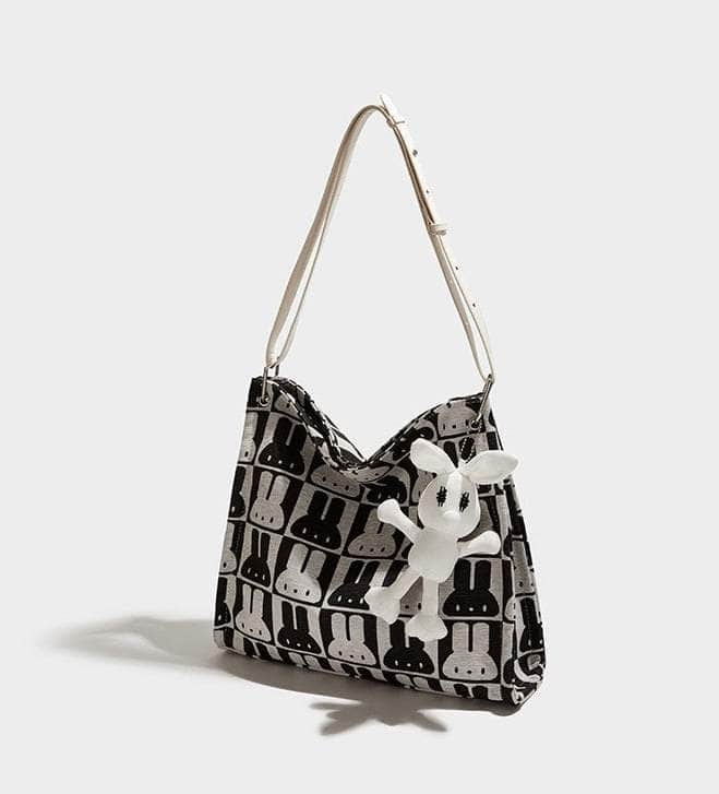 Charming Rabbit Print Tote Handbag