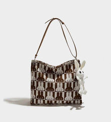 Charming Rabbit Print Tote Handbag