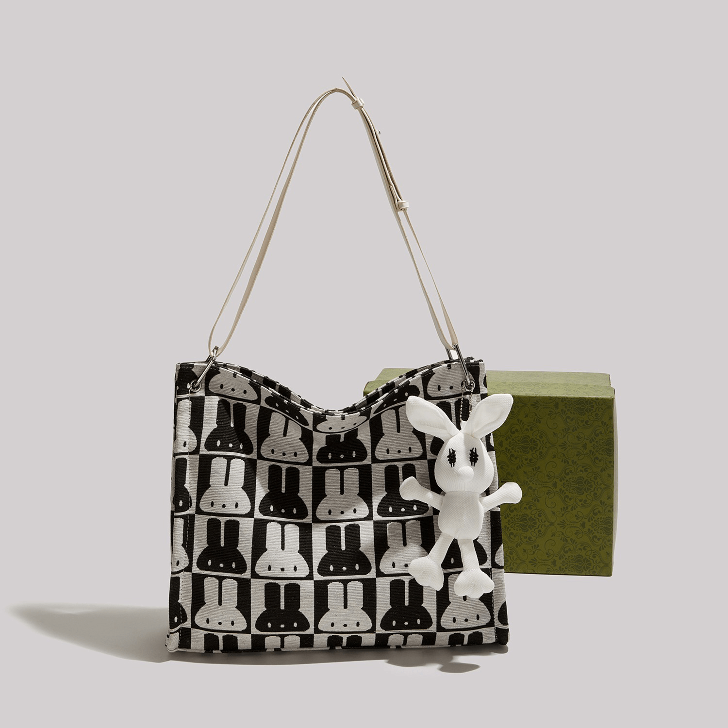 Charming Rabbit Print Tote Handbag