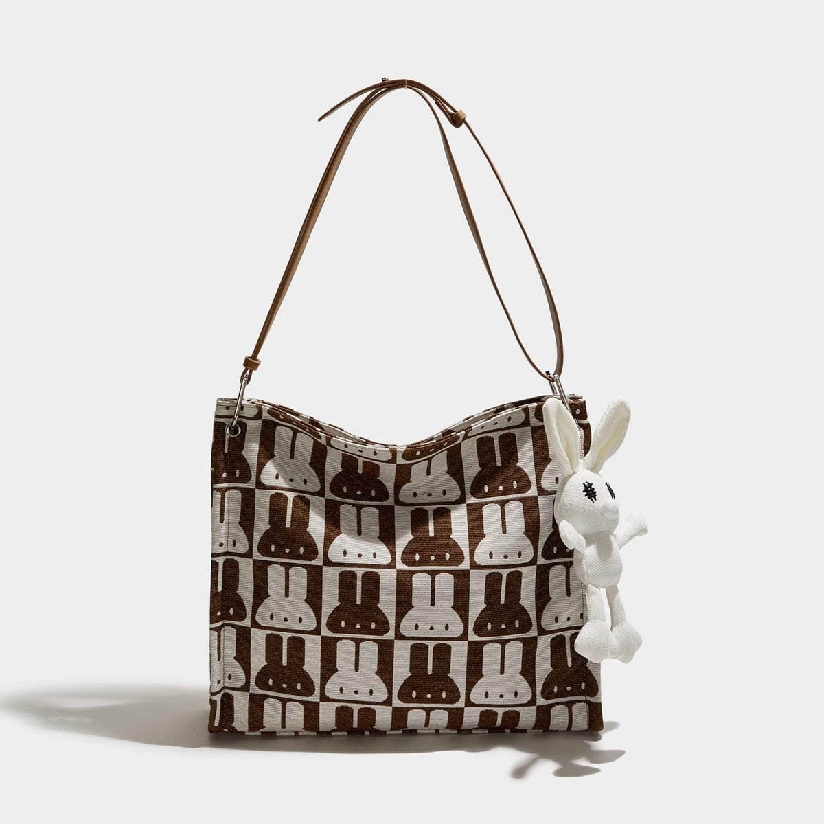 Charming Rabbit Print Tote Handbag Coffee