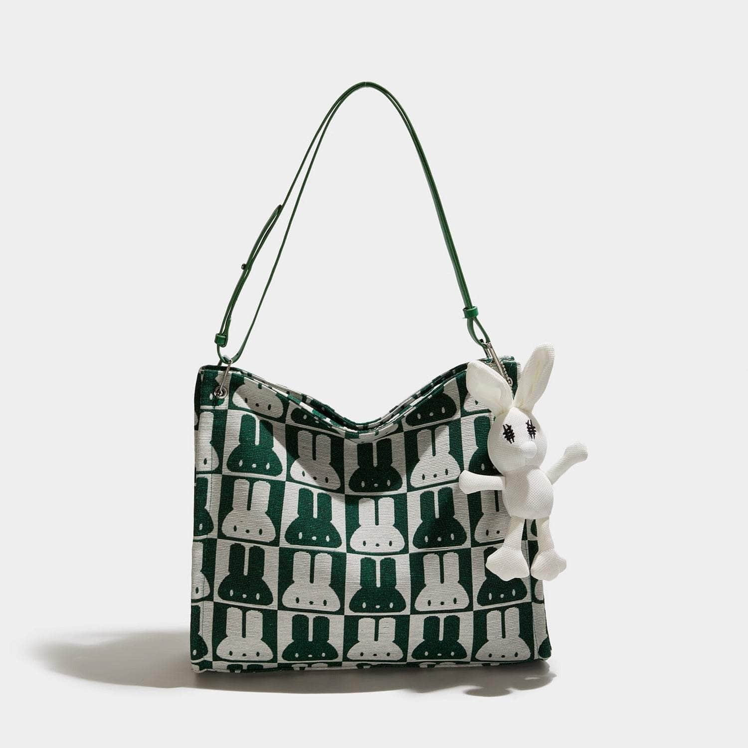 Charming Rabbit Print Tote Handbag Green