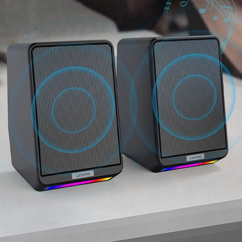 ChatGPT Lenovo TS38 RGB Gaming Speakers: Wired Surround Sound for Desktops TS38 Black