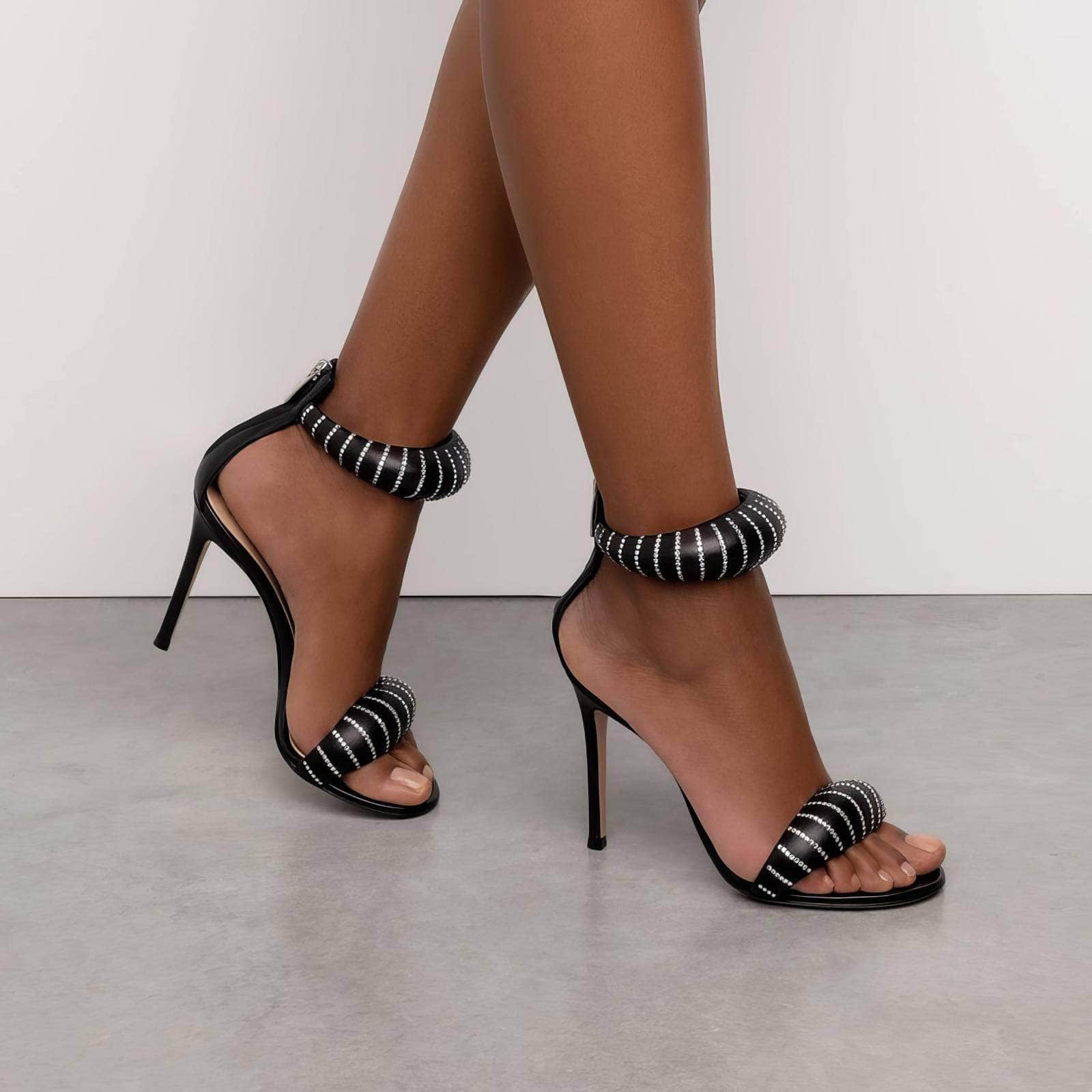 Chic Ankle Strap Leather High Heels