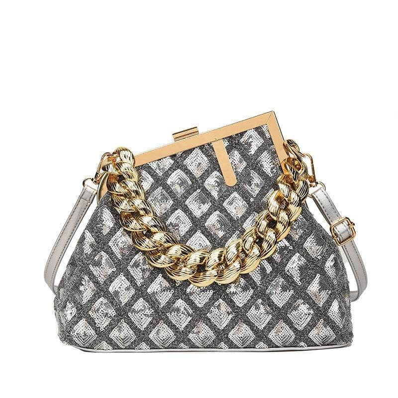 Chic Bedazzled Crossbody Purse Silver