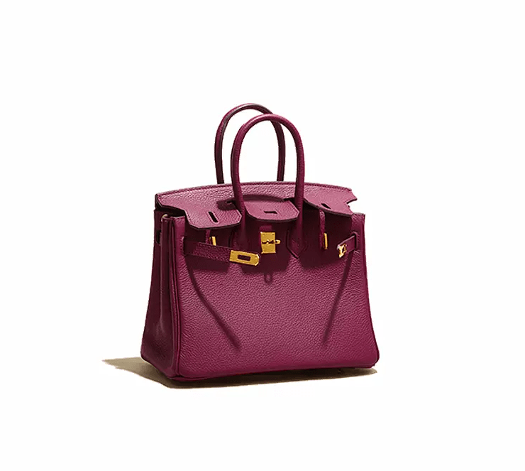 Chic Bordeaux Handbag Embellished with Gleaming Gold Features