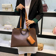 Chic Bucket Tote Bag with Twist Lock Closure