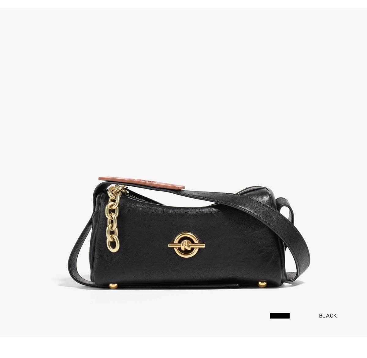 Chic Chain-Strap Hobo Purse Black