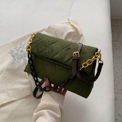 Chic Chain Strap Quilted Crossbody Purse Green