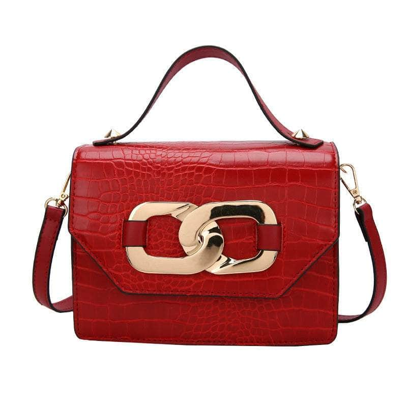 Chic Croc Shoulder Handbag Red