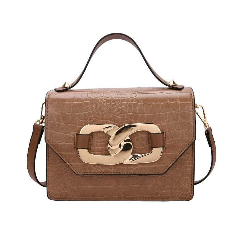 Chic Croc Shoulder Handbag Tan