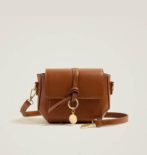 Chic Crossbody Leather Handbag Brown