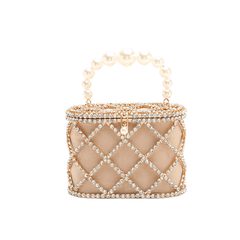 Chic Diamond-Studded Metal Basket Purse