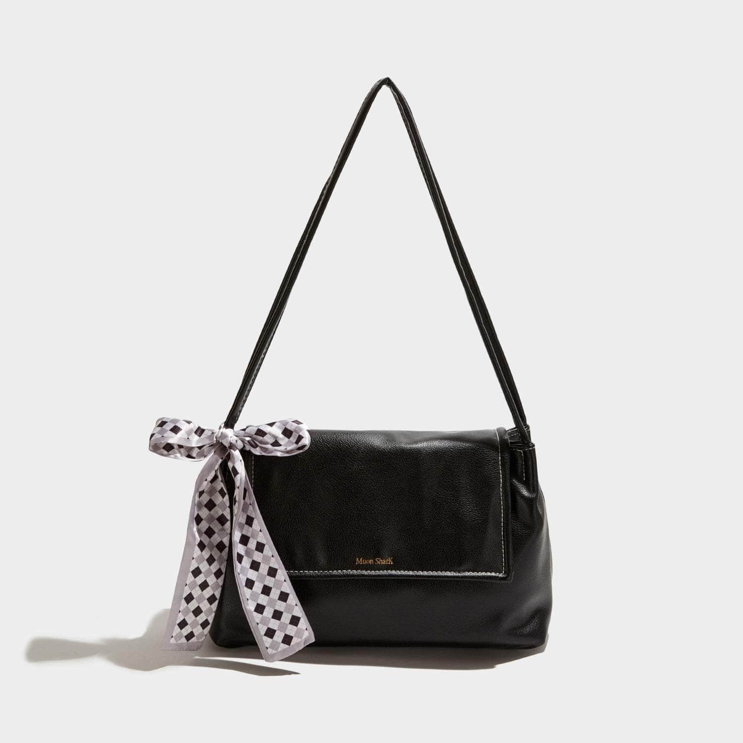 Chic Leather Purse with Charming Bow Accent Black