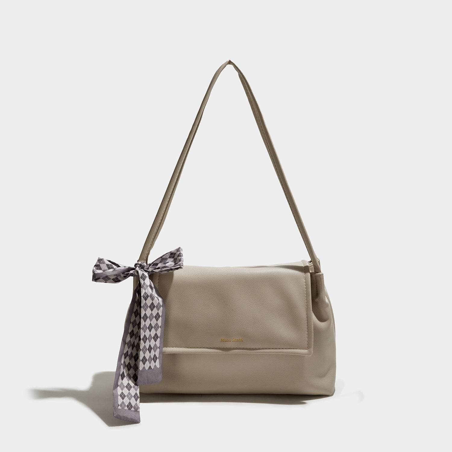 Chic Leather Purse with Charming Bow Accent Gray