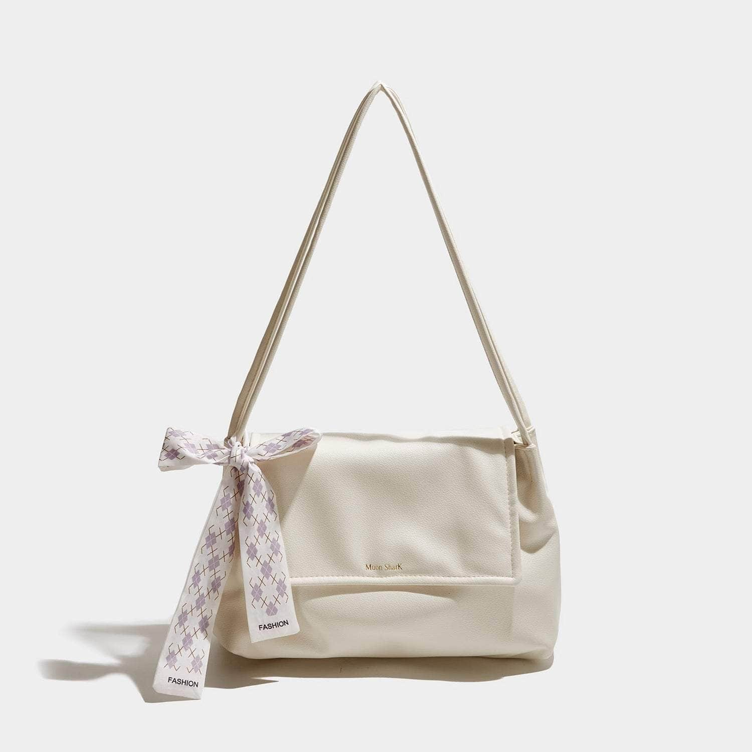 Chic Leather Purse with Charming Bow Accent White