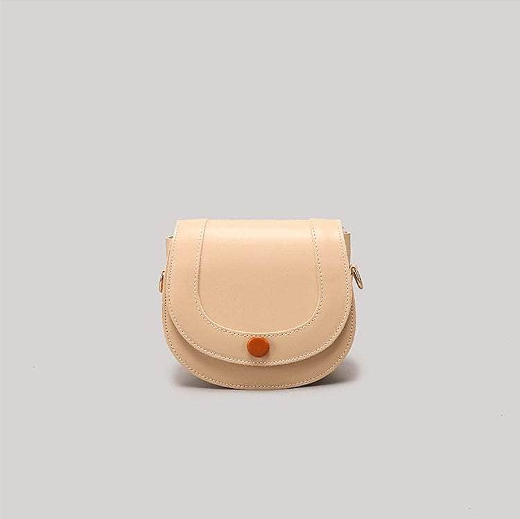 Chic Leather Semicircle Purse Beige