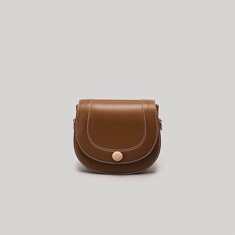 Chic Leather Semicircle Purse Brown