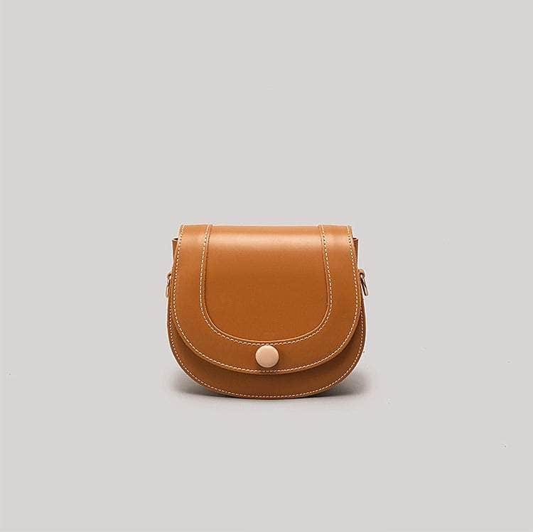 Chic Leather Semicircle Purse Caramel