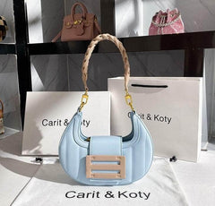 Chic Metal Decor Braided Strap Bag Blue