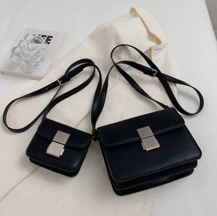 Chic Metal Lock Shoulder Crossbody Bag