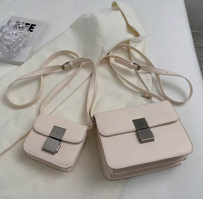 Chic Metal Lock Shoulder Crossbody Bag