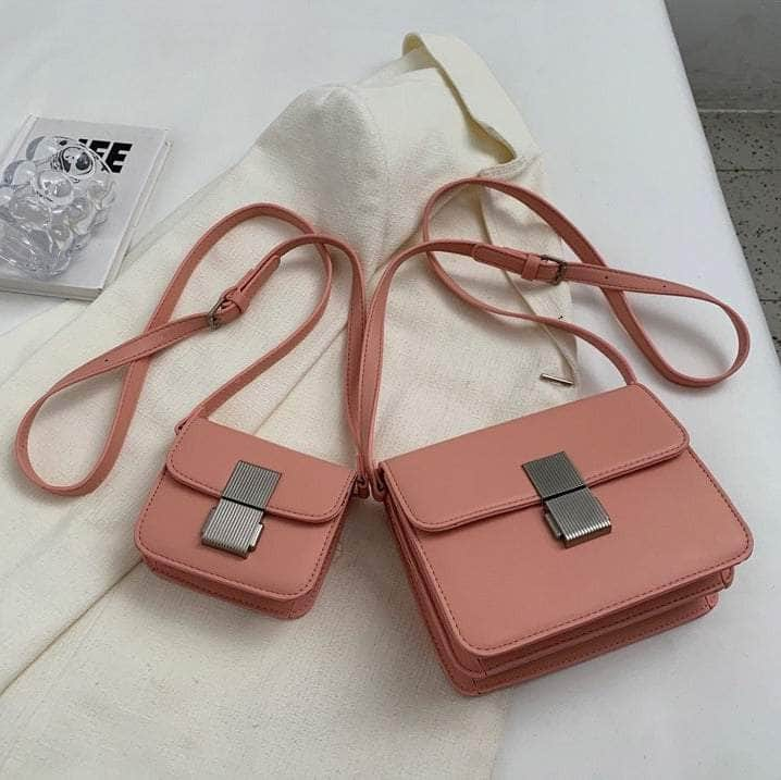 Chic Metal Lock Shoulder Crossbody Bag