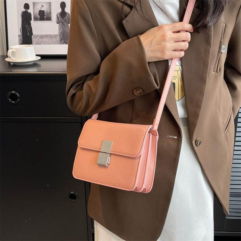 Chic Metal Lock Shoulder Crossbody Bag