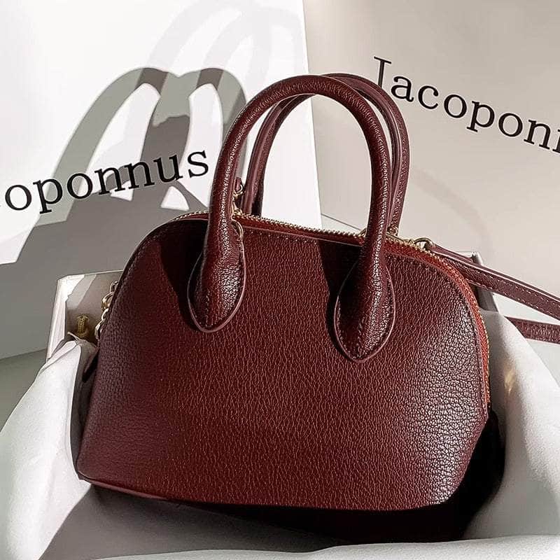 Chic Mini Leather Crossbody Handbag Burgundy / Large