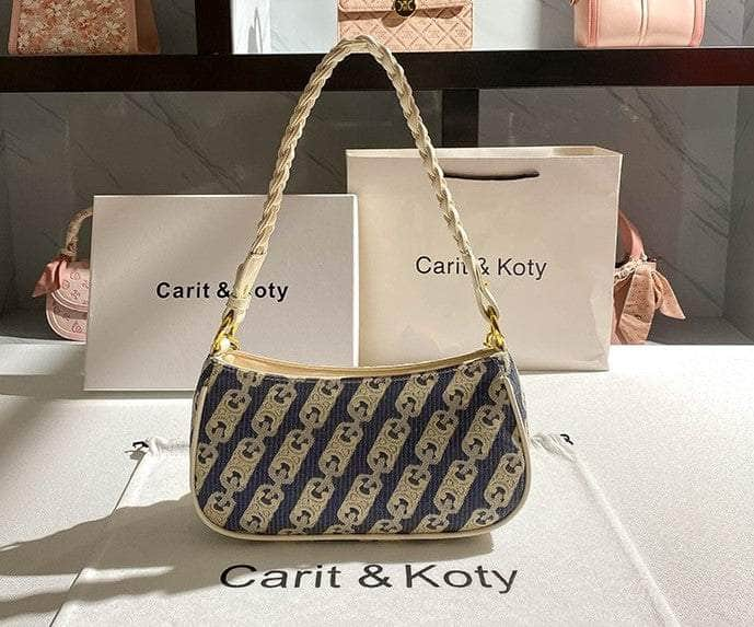 Chic Monogram Denim Bag with Braided Handle