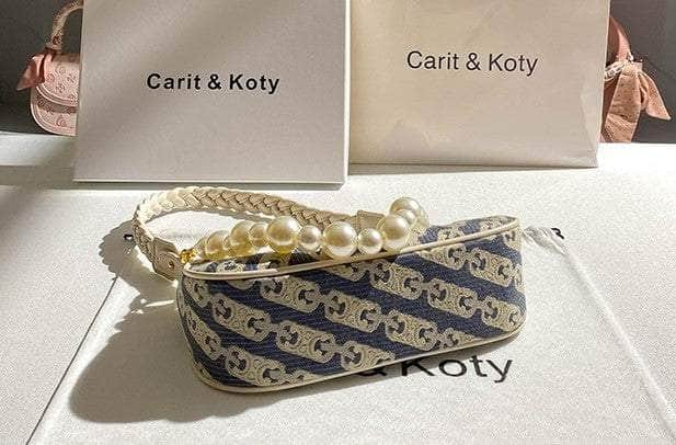 Chic Monogram Denim Bag with Braided Handle