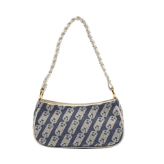 Chic Monogram Denim Bag with Braided Handle