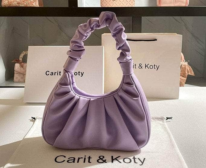 Chic Pleated Ruched Mini Hobo Handbag Purple