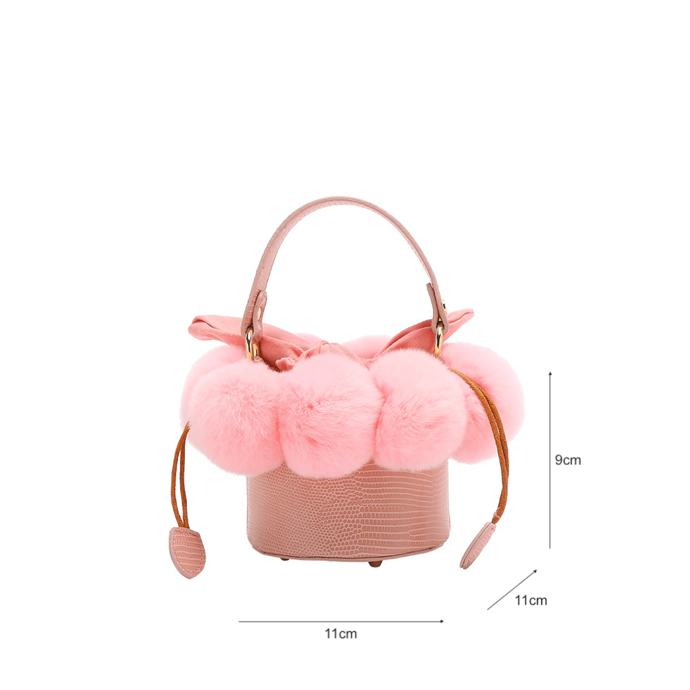 Chic Pompom Mini Bucket Bag