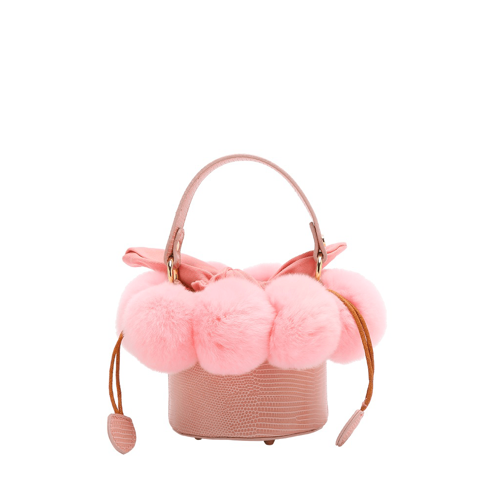 Chic Pompom Mini Bucket Bag