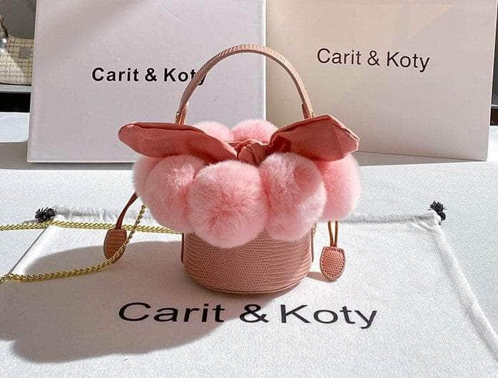 Chic Pompom Mini Bucket Bag