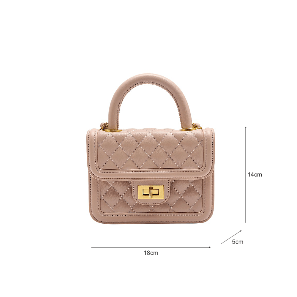 Chic Quilted Square Bag with Metal Lock Accent