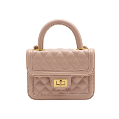 Chic Quilted Square Bag with Metal Lock Accent