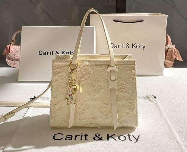 Chic Ruffle-Trimmed Tote Bag Ivory