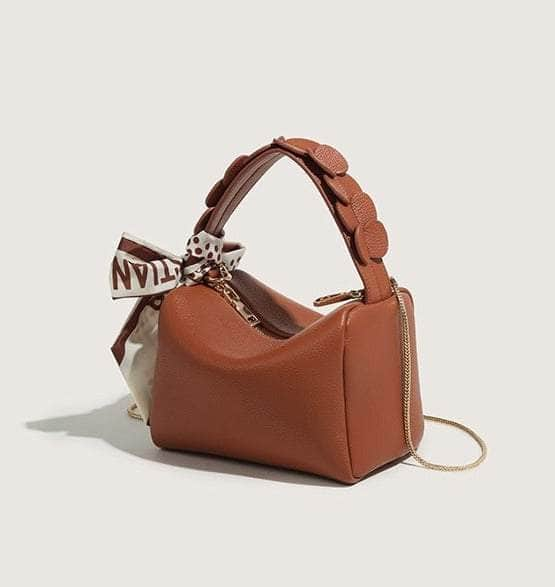 Chic Shoulder Bag with Exquisite Bowknot Design Brown