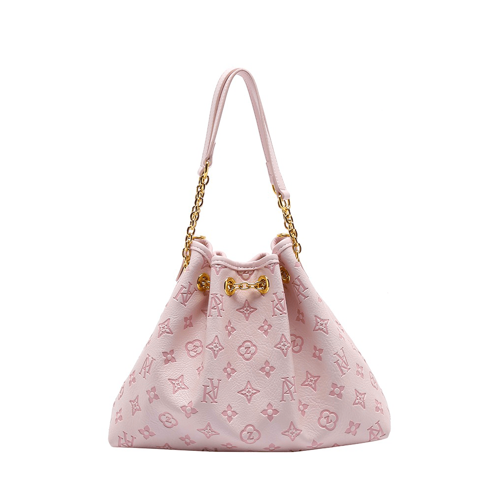 Chic Slouchy Bucket Bag with Spade Embellishments