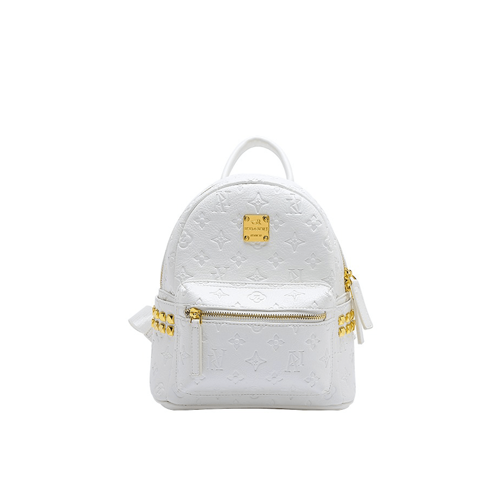 Chic Spade Embossed Backpack with Metal Deco